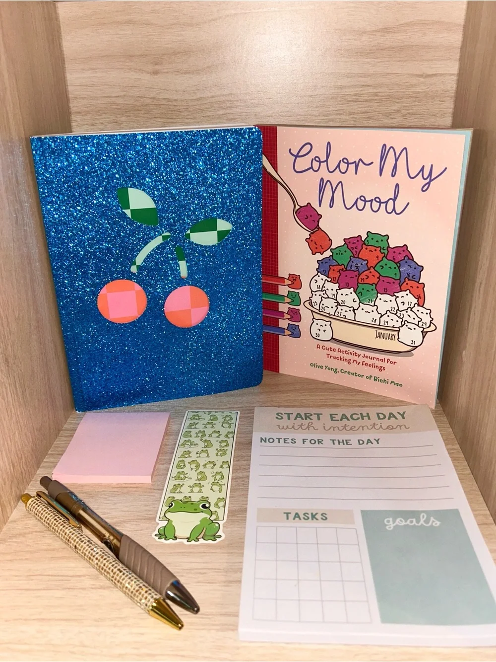 Cute Girly Cherry Journaling Bundle - Mood Tracker Coloring and Journal